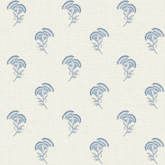 Seabrook Lotus Branch Floral French Blue Wallpaper