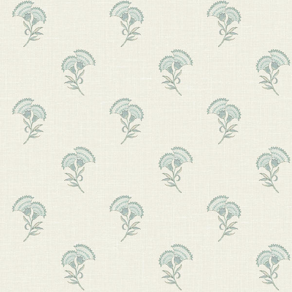 seabrook lotus branch floral minty meadow & french grey wallpaper