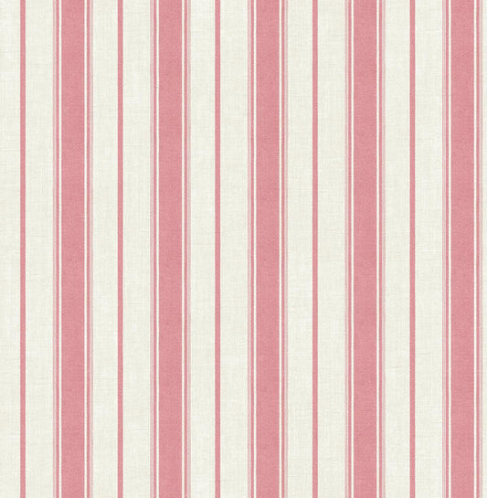 Seabrook Eliott Linen Stripe Cranberry Wallpaper