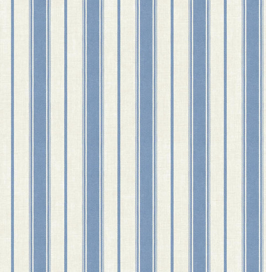 Seabrook Eliott Linen Stripe Blue Bell Wallpaper
