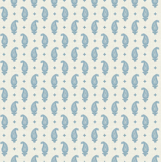 Seabrook Maia Paisley Bleu Bisque Wallpaper