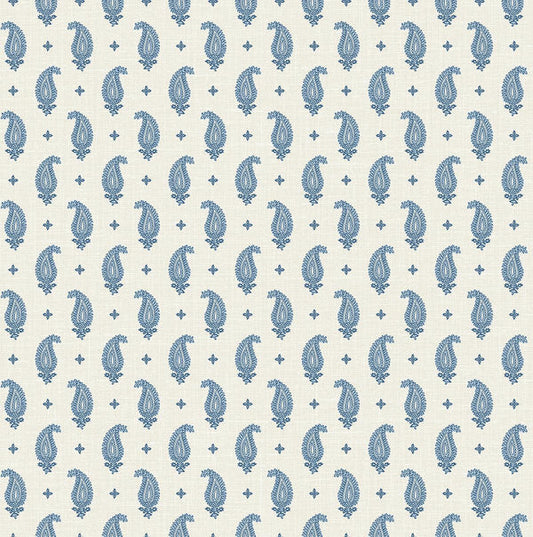 Seabrook Maia Paisley French Blue Wallpaper