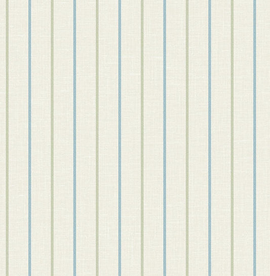Seabrook Andree Stripe French Blue & Pomme Wallpaper