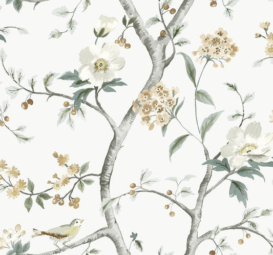 Seabrook Sparrow Haven Agave & Cider Wallpaper