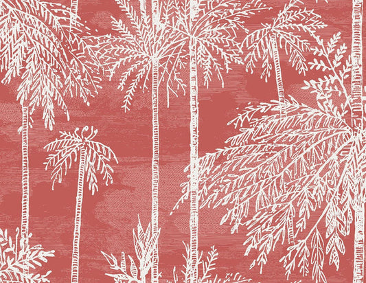 Seabrook Palm Grove Coral Wallpaper