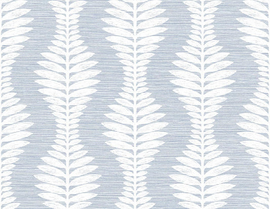 Seabrook Carina Leaf Ogee Charlotte Blue Wallpaper
