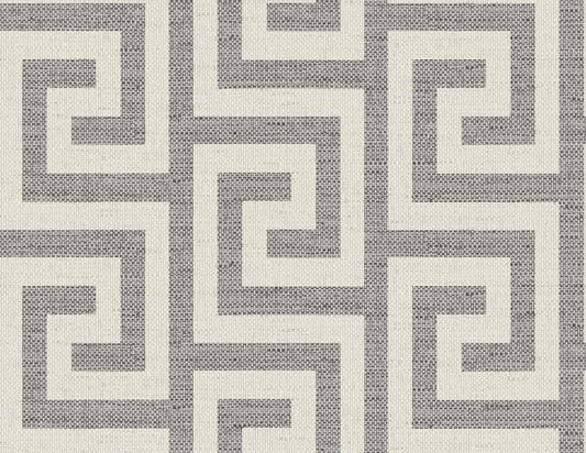 Seabrook Luna Retreat Greek Key Charcoal Wallpaper