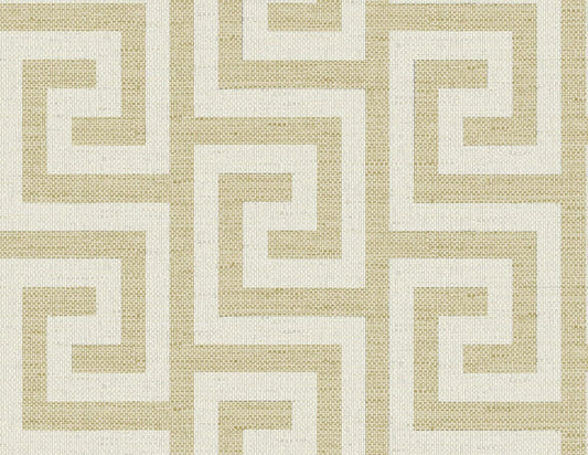 Seabrook Luna Retreat Greek Key Golden Wallpaper
