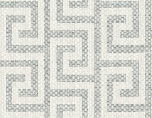 Seabrook Luna Retreat Greek Key Pewter Wallpaper