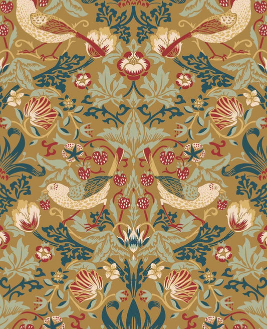 Seabrook Fragaria Garden Ochre Wallpaper