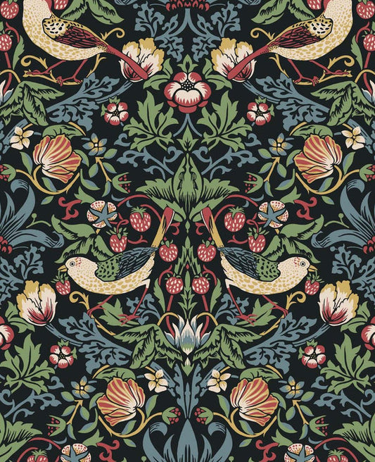 Seabrook Fragaria Garden Ebony Wallpaper