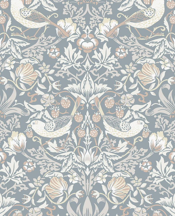 seabrook fragaria garden blue mist & blush wallpaper