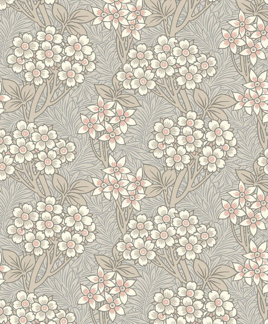 Seabrook Floral Vine Daydream Grey & Rose Petal Wallpaper