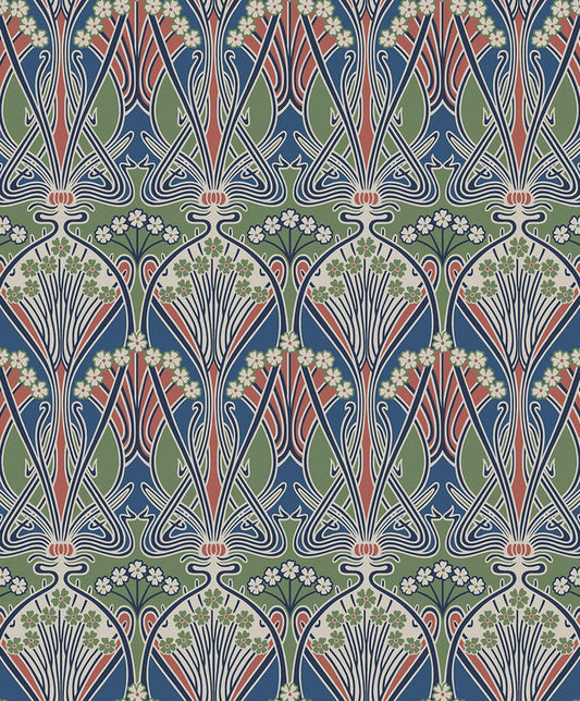 Seabrook Dragonfly Damask Mauve & Sage Wallpaper