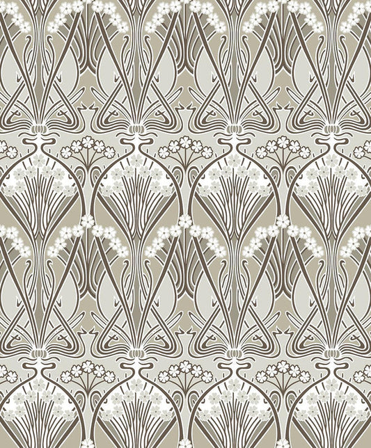 Seabrook Dragonfly Damask Warm Pewter Wallpaper