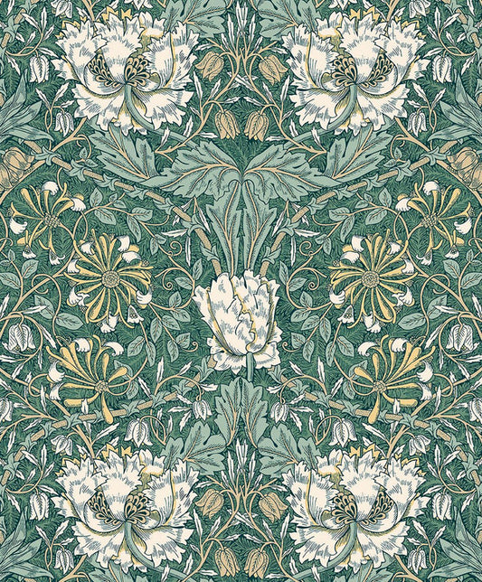Seabrook Ogee Flora Everglades & Buttercup Wallpaper