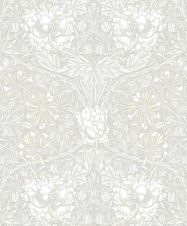 seabrook ogee flora swiss coffee & light grey wallpaper