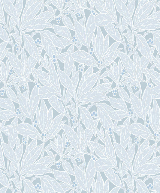 Seabrook Leaf And Berry Powder Blue Wallpaper