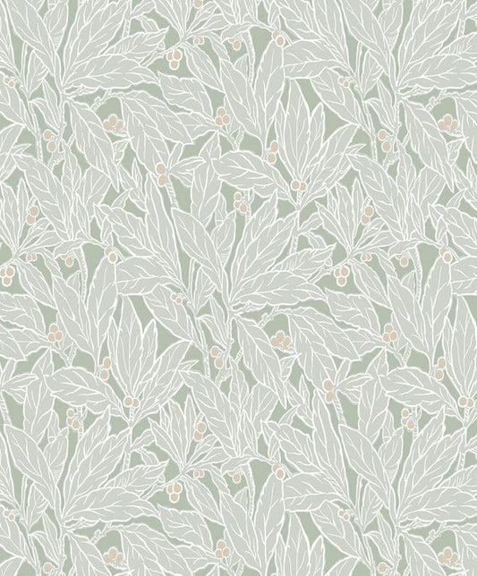 Seabrook Leaf And Berry Spearmint Wallpaper