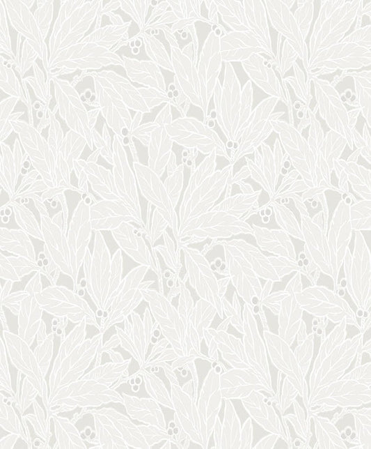 Seabrook Leaf And Berry Dove & Metallic Pearl Wallpaper