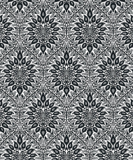 Seabrook Luna Ogee Ebony & Argos Grey Wallpaper