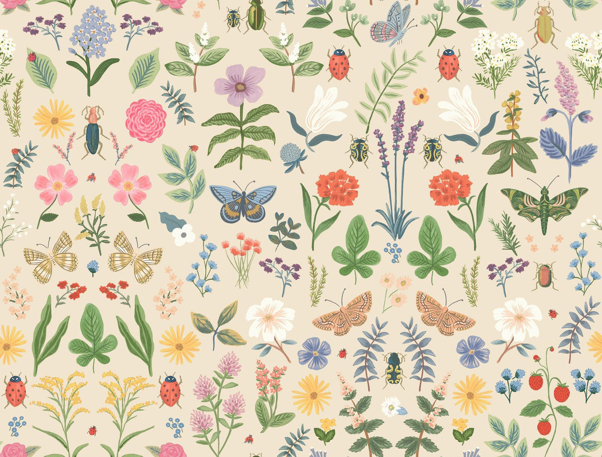 rifle paper co. curio peel and stick off-white wallpaper