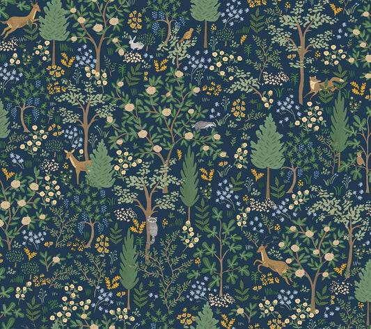 Rifle Paper Co. Woodland Peel And Stick Blue Wallpaper