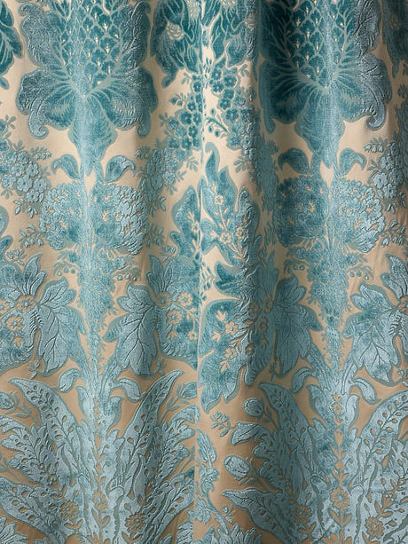 Scalamandre Regis Velvet Damask Azure Fabric - SCALA 27321-002