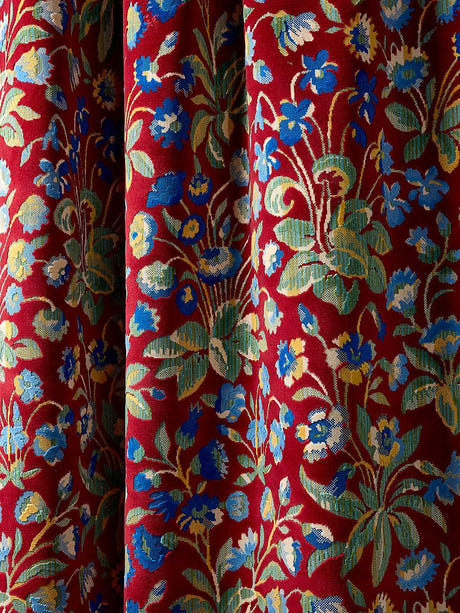 scalamandre millefleur velvet ruby cobalt fabric - scala 27328-002