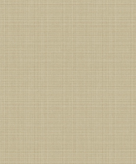 Seabrook Crosshatch Linen Metallic Khaki Wallpaper
