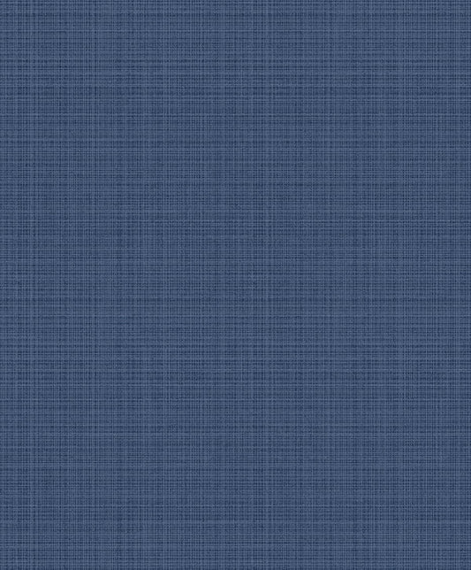 Seabrook Crosshatch Linen Metallic Storm Blue Wallpaper