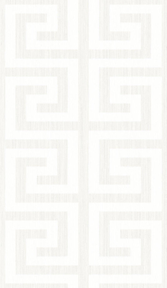 Seabrook Greek Key Metallic Pearl & Ivory Wallpaper