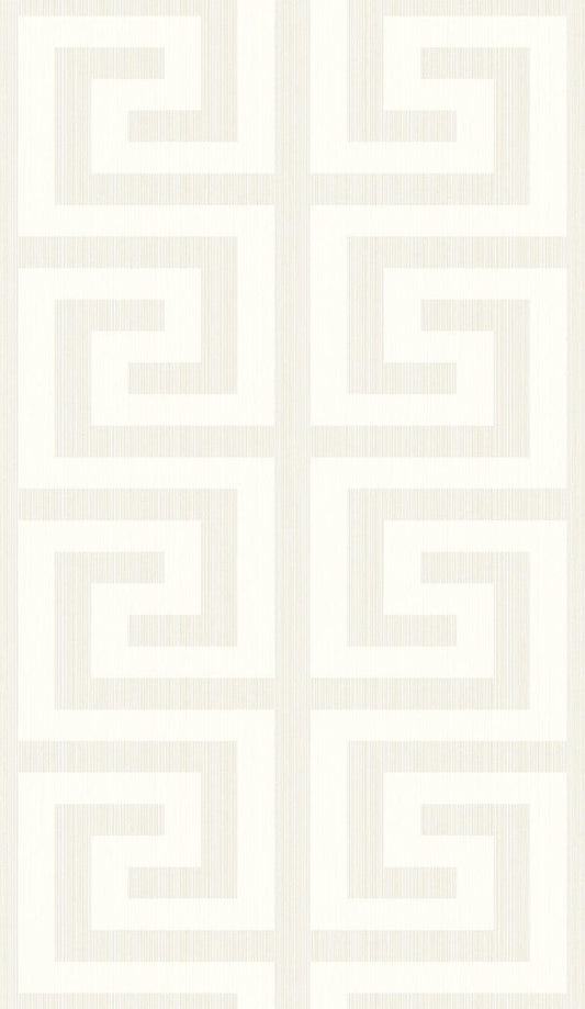 Seabrook Greek Key Metallic Pearl & Cream Wallpaper