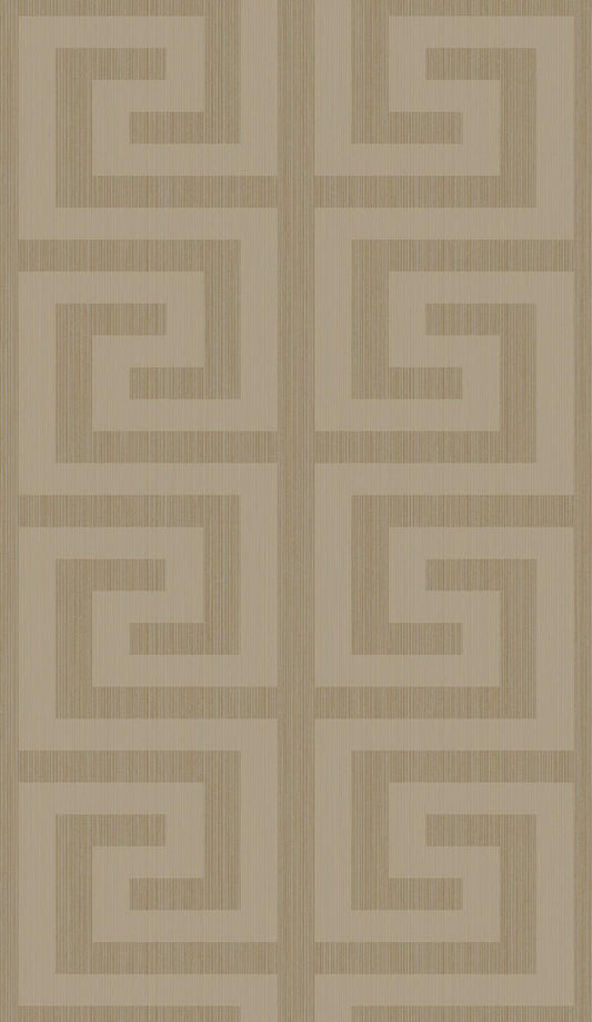 Seabrook Greek Key Khaki & Metallic Champagne Wallpaper