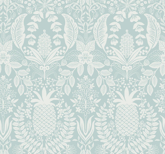 Rifle Paper Co. Pineapple Damask Blue Wallpaper
