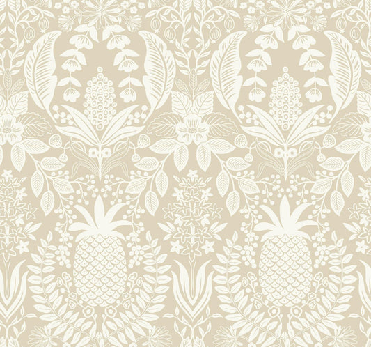 Rifle Paper Co. Pineapple Damask Beige Wallpaper