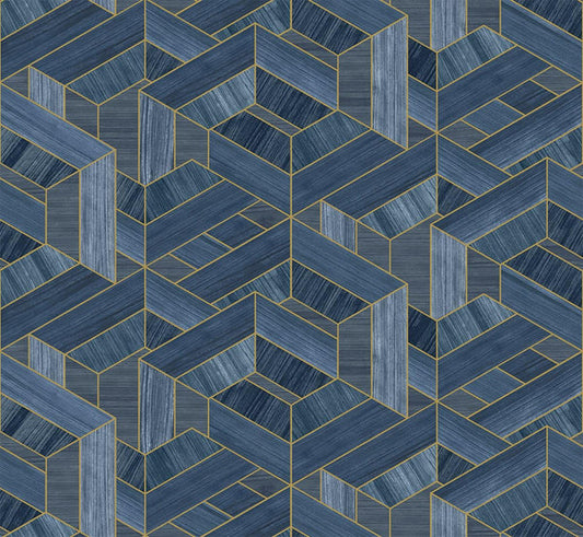 Seabrook Linnea Denim Blue Wallpaper