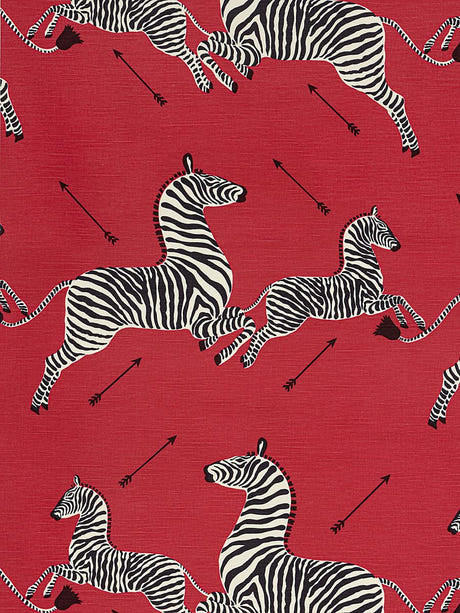 scalamandre zebras | fabric masai red fabric - scala 16496m-001