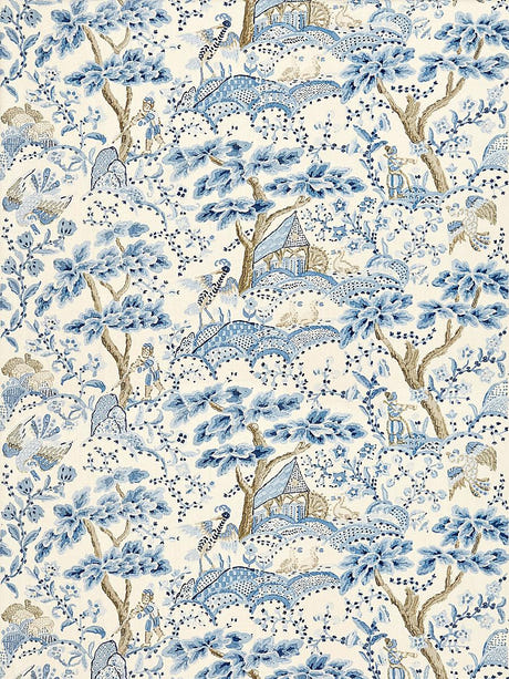 scalamandre kelmescott hand block print porcelain fabric - scala 16590-001
