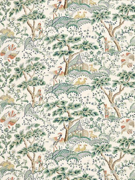 scalamandre kelmescott hand block print leaf on ivory fabric - scala 16590-002
