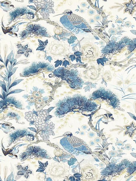 scalamandre shenyang linen print porcelain fabric - scala 16601-002