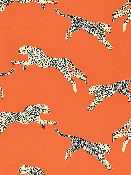 scalamandre leaping cheetah cotton print clementine fabric - scala 16634-002