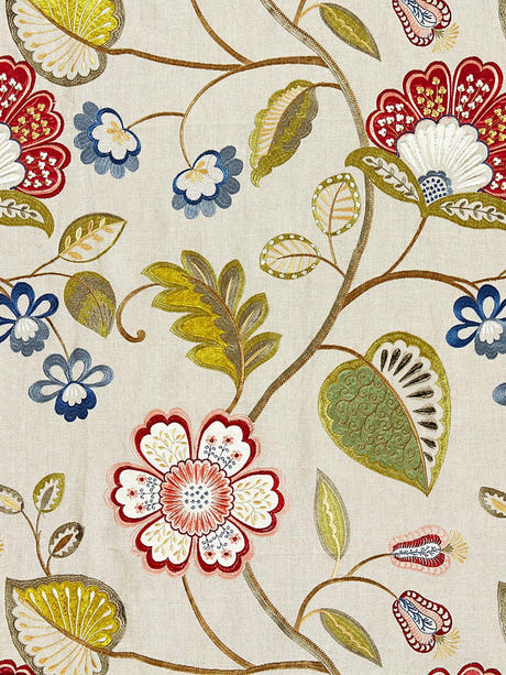 scalamandre willowood embroidery bloom fabric - scala 27071-002