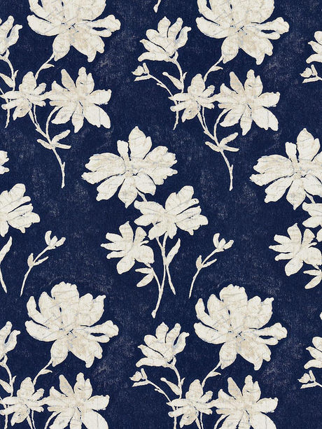 scalamandre flore batik indigo fabric - scala 27082-002