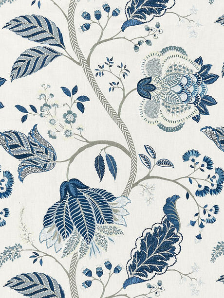 scalamandre palampore embroidery porcelain fabric - scala 27175-002