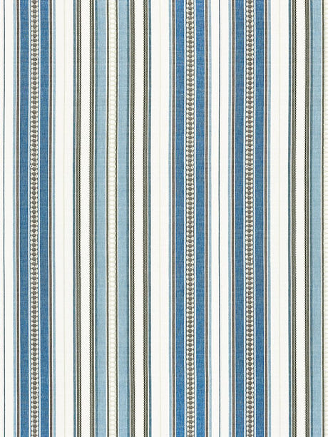 scalamandre nile stripe blue jay fabric - scala 27253-002