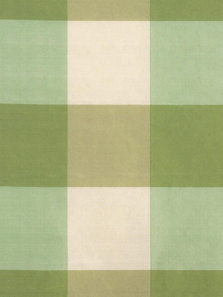scalamandre woodland check green & ivory fabric - scala 36291-002