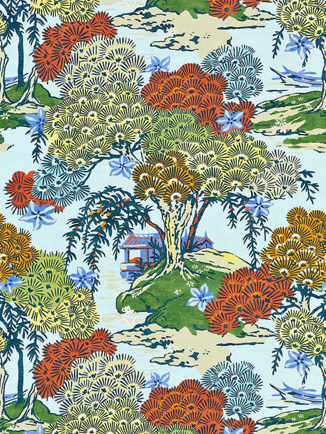 scalamandre sea of trees print kaleidescope fabric - scala 16627-003
