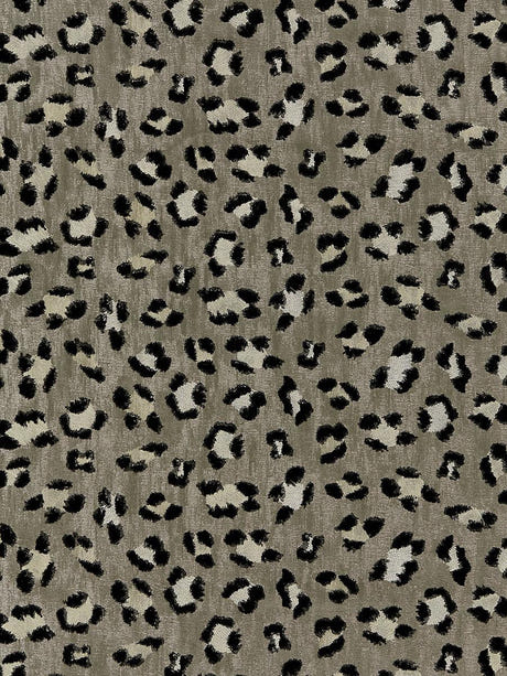 scalamandre broderie leopard ebony on silver fabric - scala 27075-003
