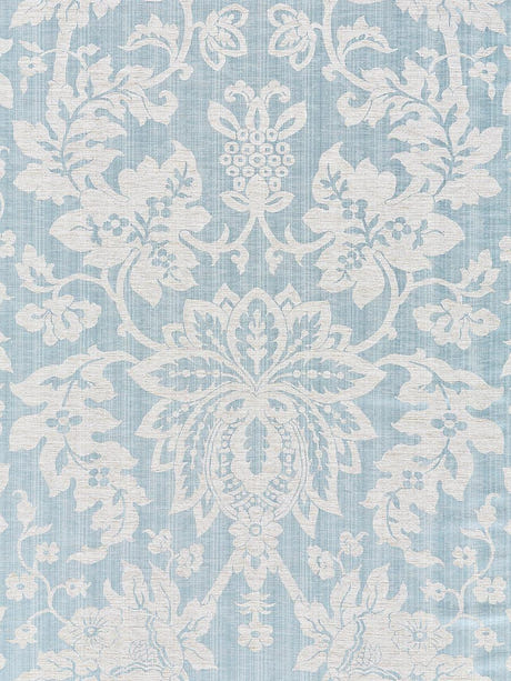 scalamandre metalline damask bluestone fabric - scala 27136-003